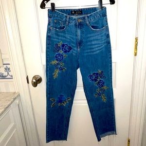 Riot high rise jeans w/ floral design